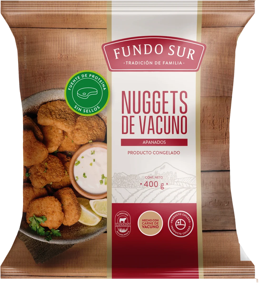 Envase Nuggets de Vacuno 400 g Fundo Sur